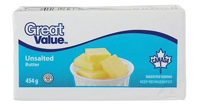 Great Value Unsalted Butter, 454 g