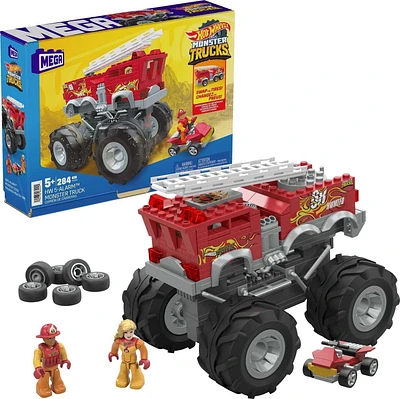 MEGA Hot Wheels 5-Alarm Fire Truck Monster Truck Building Set with 1 Figure (284 Pieces), Ages 5+