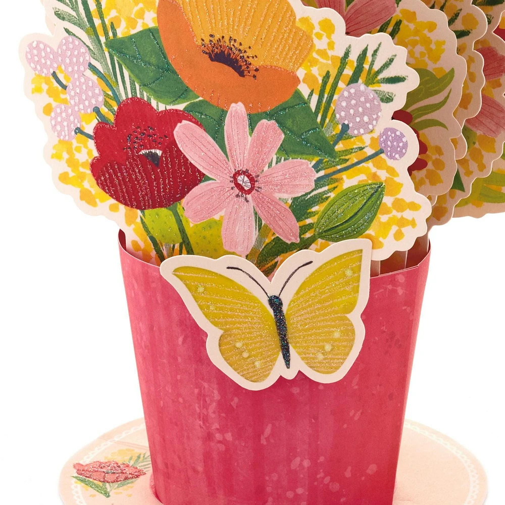 Carte en relief « Thinking of You » pour les fêtes et les anniversaires – Paper Wonder de Hallmark (Bouquet de fleurs)