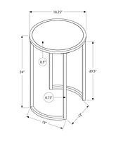 Monarch Specialties  Table D'appoint, Coté, Rond, Bout, Table De Nuit, Lampe, Salon, Chambre À Coucher, Stratifié Gris, Métal Noir, Contemporain, Moderne