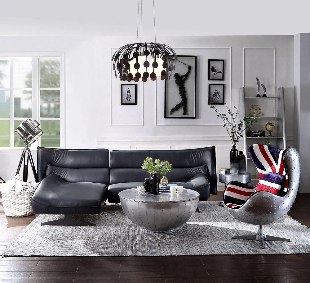 ACME Maeko Sectional Sofa in Dark Gray Top Grain Leather