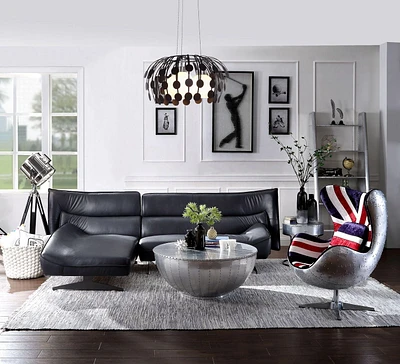 ACME Maeko Sectional Sofa in Dark Gray Top Grain Leather