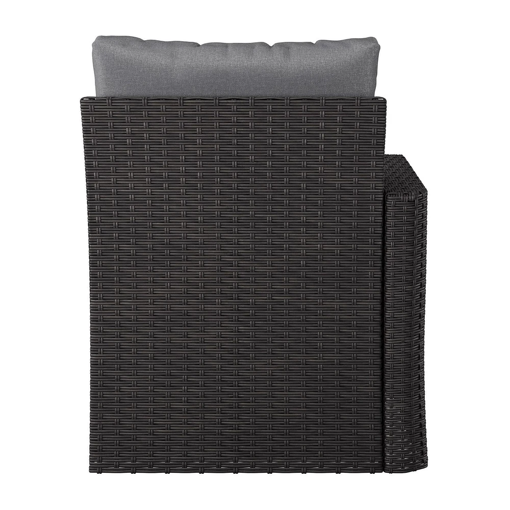 CorLiving Brisbane Rust-Resistant Wicker Left Arm Outdoor Patio Sectional Piece with Cushions