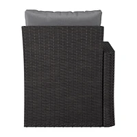 CorLiving Brisbane Rust-Resistant Wicker Left Arm Outdoor Patio Sectional Piece with Cushions