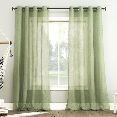 Mainstays Crushed Voile 2-Pack Sheer Grommet Curtain Panel Pair, 2 panels, sheer