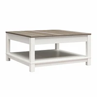 Ameriwood Home Chapel Hill Rustic Farmhouse Coffee Table, White with Brown Oak Top
