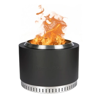 Muskoka 25" Black Steel/Stainless Steel Smokeless Wood Fire Pit with Lid, Poker & Protective Cover