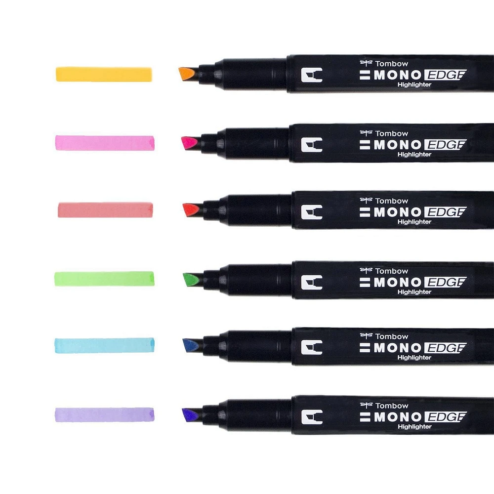 Tombow MONO Edge Dual-Tip Highlighters, 6-Pack