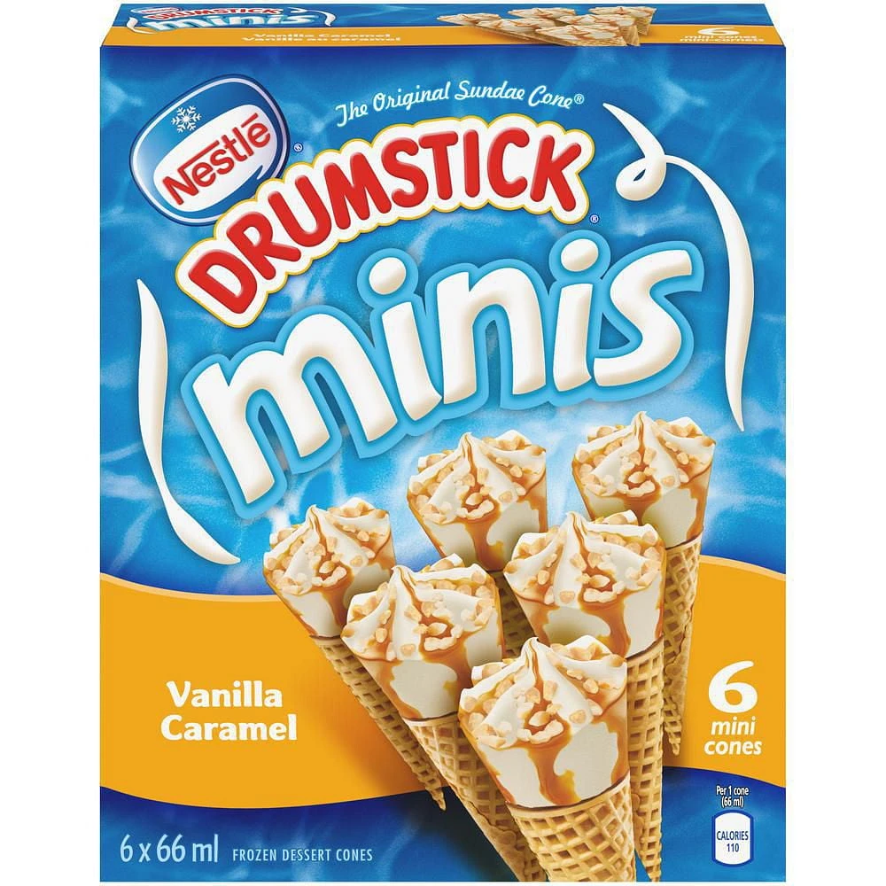 NESTLÉ® DRUMSTICK® Minis Vanilla Caramel Cones 6 x 66 ml