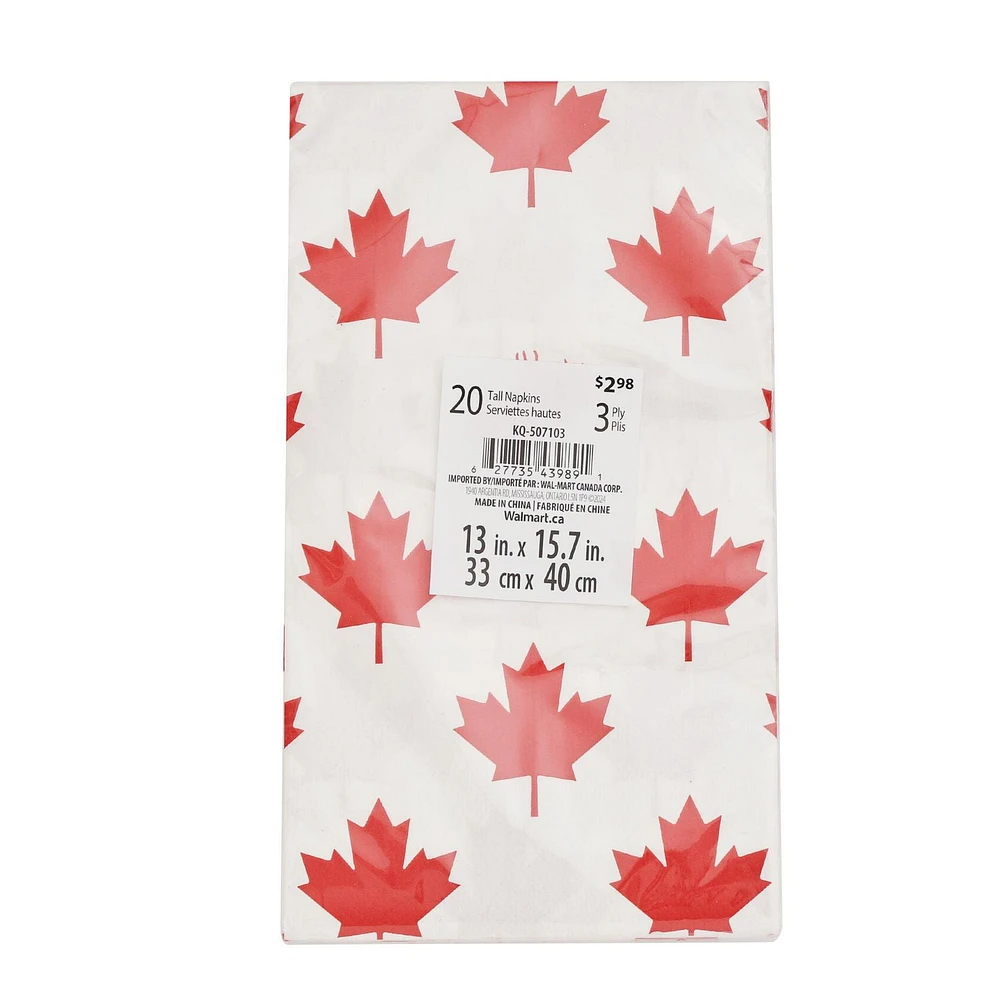 Façon de célébrer! Serviettes de table en papier orignal rouge et blanc, 20 ct
