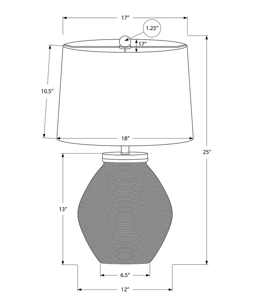 Monarch Specialties  Luminaire, 25"h, Lampe De Table, Béton Crémeux, Tons Beige., Contemporain