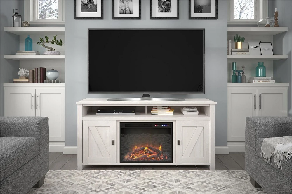 Console TV Farmington avec foyer électrique pour téléviseurs jusqu'à 60 po