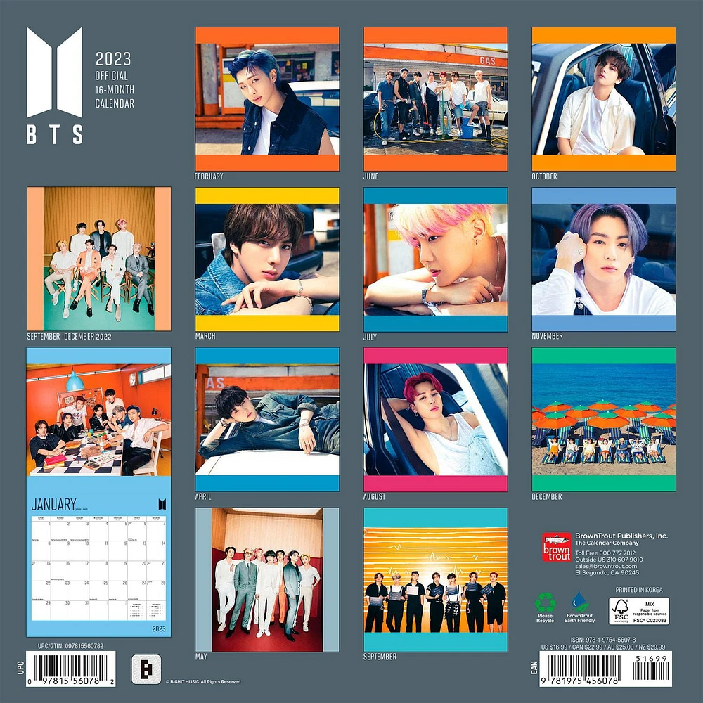 BTS OFFICIAL | 2023 12x24 Inch Square Wall Calendar