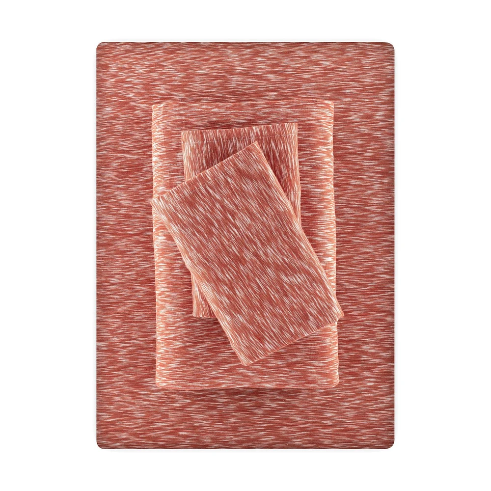 Mainstays Extra Soft Adult Jersey Bed Sheet Set, Twin-XL, Red Canyon Crackle, 3 Pieces