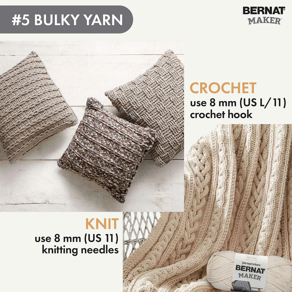 Bernat® Maker™ #5 Bulky Cotton Yarn, 8.8oz/250g 317 Yards