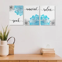 MDF Wall Sign Relax Soak Unwind - Set of 3