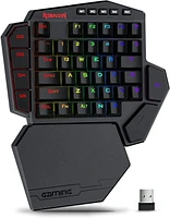 Redragon K585 DITI Wireless One-Handed Mechanical Keyboard, 42 Keys 2.4Ghz RGB 40% Gaming Keypad with 7 Onboard Macro Keys, Detachable Wrist Support (Blue Switch)