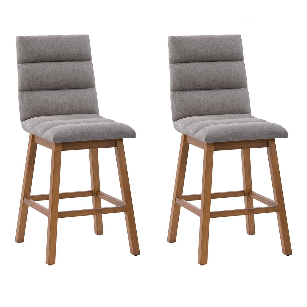 Tabouret de bar à rainures en tissu rembourré, lot de 2