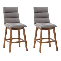 Tabouret de bar à rainures en tissu rembourré, lot de 2