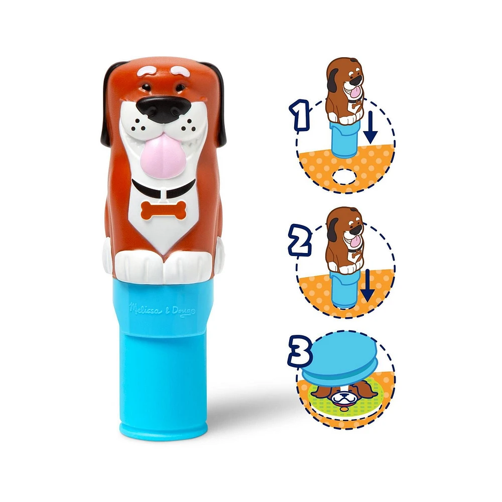 Melissa & Doug Sticker WOW! bloc d'activités de 24 pages et estampeuse à autocollants, 300 autocollants, loisirs créatifs, jouet à manipuler, figurine à collectionner, chien