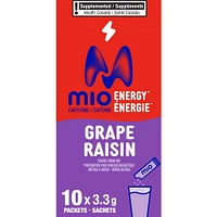 mio Energy Grape Energy Drink Mix, 3.3 g Packets, 10 ct Box, 10pk