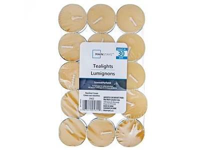 MAINSTAYS  CRÈME AUX NOISETTES TEALIGHT PARFUMÉ 30pk Lumignons Parfumée 30pk