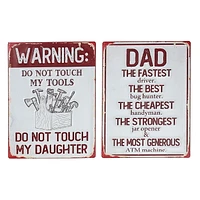 IH Casa Decor Embossed Metal Sign Dad/Warning Asstd - Set of 2