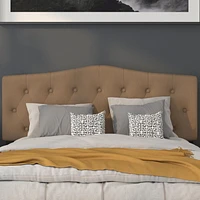 Tête de lit Cambridge grand touffetée et rembourrée en tissu brun foncé
