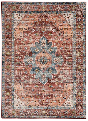 Carter 3' x 5' Washable Accent Rug, Rust and Ivory