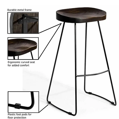 Counter Banjul Stool – Durable Design with Wood Seat and Black Matte Legs