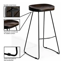Counter Banjul Stool – Durable Design with Wood Seat and Black Matte Legs