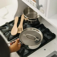 Melissa & Doug, Poêlons et casseroles en acier inoxydable, ensemble de cuisine pour enfants (8 pièces)