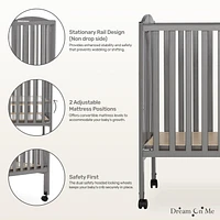 Dream On Me Folding Full-Size Crib, 2 Mattress Height