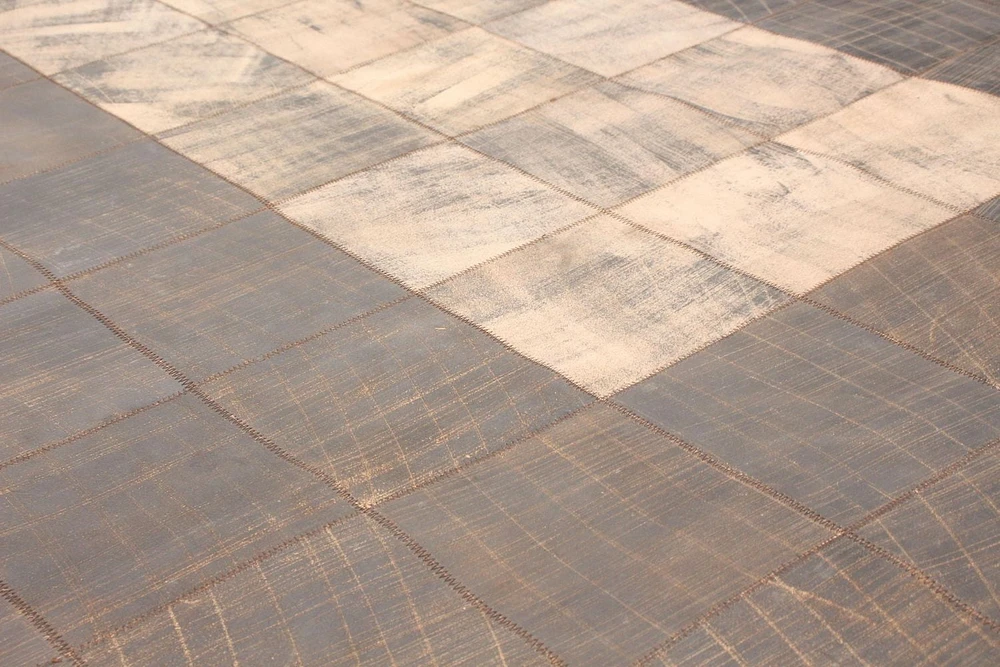 ECARPETGALLERY 5'7" x 7'11" Contemporary Cowhide Patchwork Handmade Area Rug for Living Room, Dining Room and Bedroom in Brown