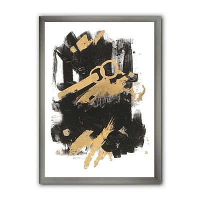 Designart Gold and Black drift I Framed Wall Art