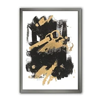 Designart Gold and Black drift I Framed Wall Art