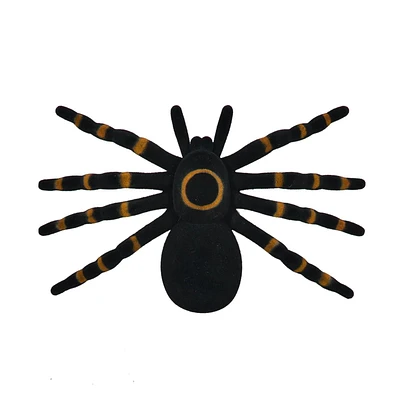 Halloween Plastic 7-in Black with Orange Flocked Spider Prop, Outdoor Decor, by Way to Celebrate