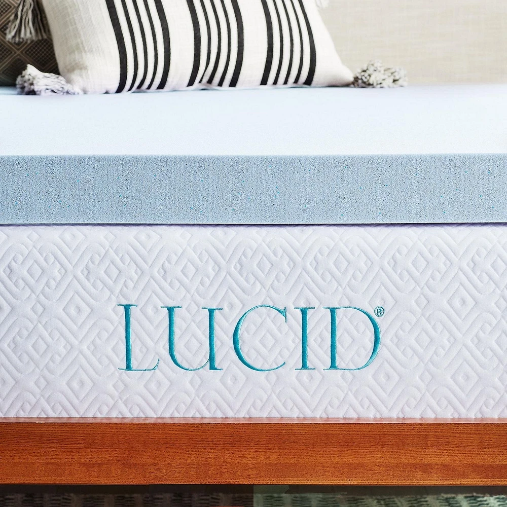 Sur-matelas en mousse à mémoire de forme Lucid de 3 pouces, infusé de gel