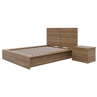 Ensemble de chambre à coucher James 3 pièces avec lit, tête de lit et table de chevet