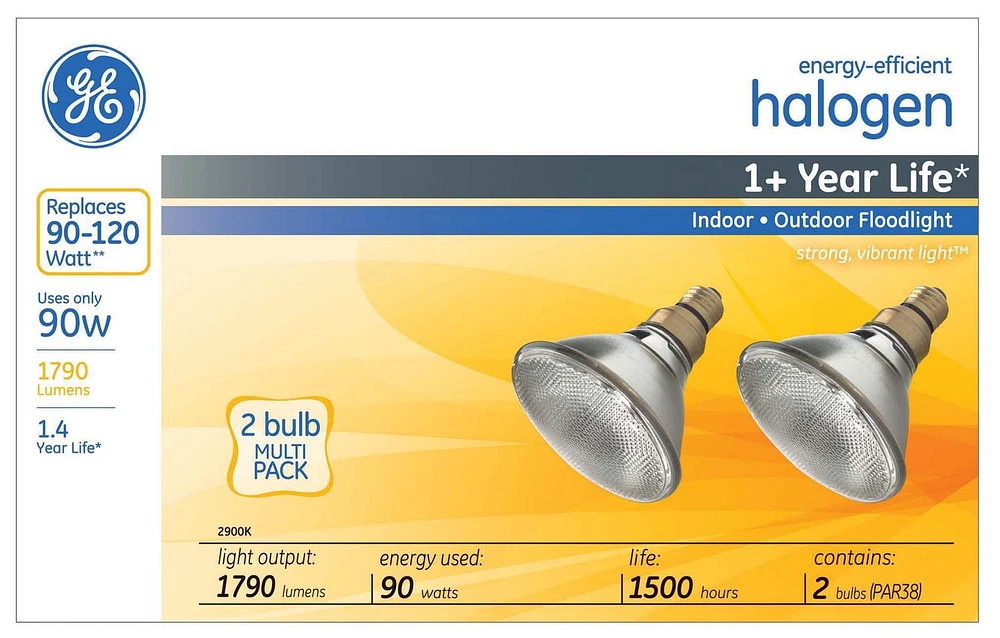 Halogène éconergétique PAR38 GE 90 W – paquet de 2