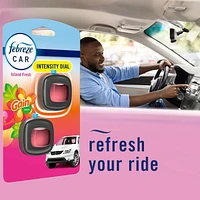Assainisseur d’air sous forme de pince pour bouche d’air Febreze AUTO, parfum Fraîcheur des îles Gain, pince pour bouche d’air de voiture de 2mL3