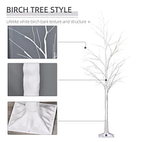 Outsunny 5FT Garden Birch Tree Light with 58 Warm LEDs and 8 Light Modes, DIY Artificial Tree Lamp for Outdoor and Indoor Birthday Wedding Party