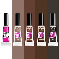 NYX PROFESSIONAL MAKEUP, The Brow Glue, Instant Brow Styler, 16H Extreme Hold, Vegan Formula - Warm Brown, 0.18oz / 5g, Tinted brow styler