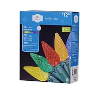 Holiday Time 70-Count Multicolor Diamond-Cut LED C6 Christmas Lights, with Green Wire, 15.7'