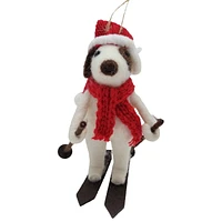 Temps de vacances Laine Polyester Tissu Ski Chien - Blanc