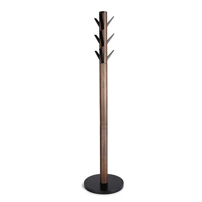 Umbra Flapper. Porte-Manteau Flapper Sur Pied. En Bois Coloris Blanc Laqué Avec Base En Blanc Et Crochets En Aluminium Brossé. Dimension 57.2X165Cm.