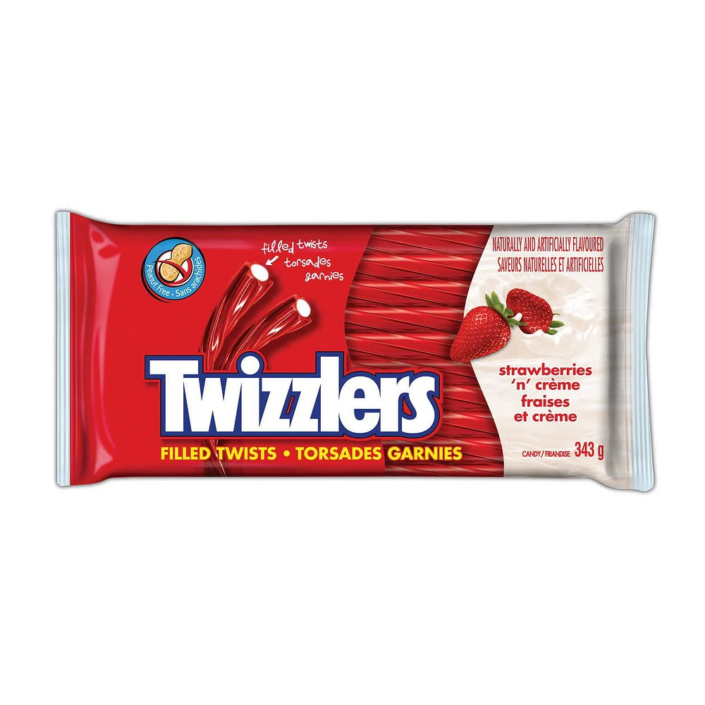 TWIZZLERS Filled Twists Strawberries and Crème Candy