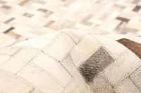ECARPETGALLERY 8'0" x 10'3" Contemporary Cowhide Patchwork Handmade Area Rug for Living Room, Dining Room and Bedroom in Ivory