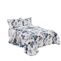 Marina Décoration Literie ultra douce avec couvre-lit et taies d'oreiller, motif de feuilles vertes modernes