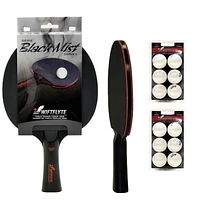Ensemble de raquettes et balles de tennis de table/ping-pong Swiftflyte™ Black Mist - Comprend 2 raquettes à contrôle élevé et 12 balles